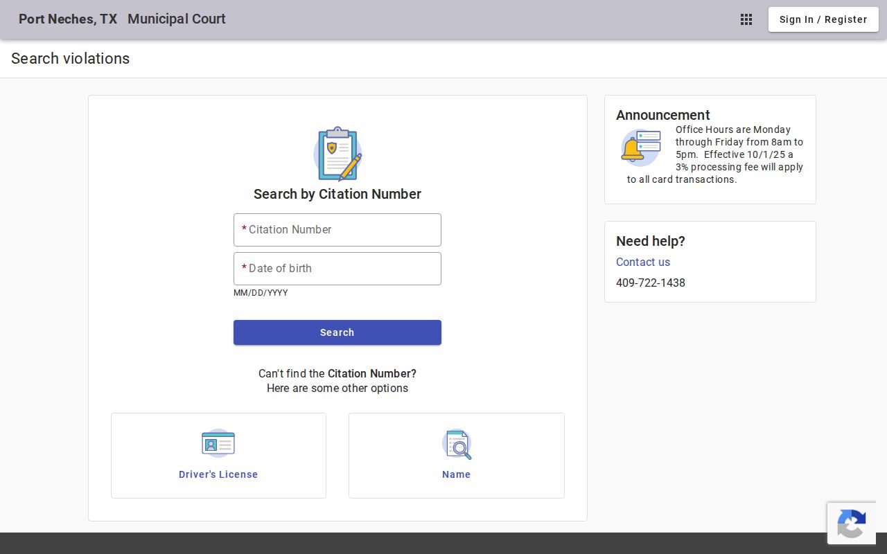 Port Neches court docket citation portal